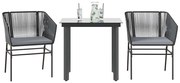 vidaXL Set de sufragerie de grădină 3 piese neagră