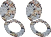 vidaXL Capace WC, 2 buc., MDF, model pietricele