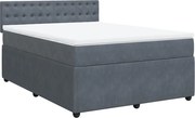vidaXL Pat box spring cu saltea, gri închis, 140x190 cm, catifea