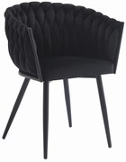 Scaun de masa ORION VELVET cu picioare negre, negru