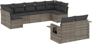 vidaXL Set canapele de grădină, 9 piese, cu perne, gri, poliratan