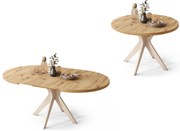 Mazzoni RENZO Stejar Artisan/picior bej (șampanie) - MASĂ ROTUNDĂ Ø110 EXTENSIBILĂ PÂNĂ LA 180 cm | PENTRU BUCĂTĂRIE SUFRAGERIE LIVING