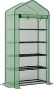 Outsunny Seră Mini pe 5 Niveluri cu Husă Ranforsată, Seră Portabilă cu Ușă Rulabilă și Rafturi de Sârmă, 193x90x49 cm, Verde | Aosom Romania