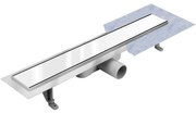Rigola dus din INOX cu gratar sticla securizata alba Techman GLASS White