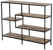 HOMCOM Raft Biblioteca din Lemn Culoare Stejar cu 5 Rafturi, Sistem Controlul Stabilitatii, Cadru din Metal Negru 120x32x95cm | Aosom Romania