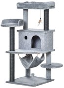 PawHut Arbore Răzuitoare pentru Pisici 48x48x107 cm Turn pentru Pisici cu Cavernă de Fetru Demontabilă Hamacă Paturi Platforme Gri | Aosom Romania