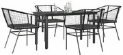 vidaXL Set de sufragerie de grădină 5 piese neagră Sticlă Poly Rattan