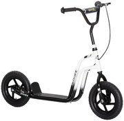 AIYAPLAY Monopatin pentru Copii 5-12 Ani cu Roți Mari de 30cm și Ghidon Reglabil, Monopatin pentru Copii din Oțel cu Frână Posterioară, Suport, Alb și Negru | Aosom Romania