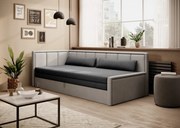 Canapea tapitata, extensibila, cu spatiu pentru depozitare, 214x77x82 cm, Fulgeo L01, Eltap (Culoare: Gri / Gri)