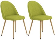 HOMCOM Set de 2 Scaune de Comedor Scaune de Bucătărie Căptușite cu Material din Lino cu Picioare din Oțel Suport 120 kg 50x52x83 cm Verde | Aosom Romania