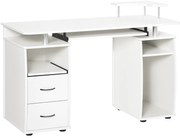HOMCOM Birou PC din PAL și Oțel Alb cu Tastatură și Raft Monitor, Spațiu Generos de Lucru, 2 Sertare, Design Modern, 120x55x85 cm | Aosom Romania