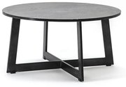 Masuta de cafea rotunda din marmura si metal Major 70x70x35 cm neagra