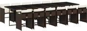 vidaXL Set mobilier de grădină, 13 piese, maro, cu perne, poliratan