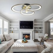 Lustra LED Maddy One, Cu Telecomanda, 3 Tipuri De Lumina, Intensitate Reglabila, 63W, Negru/Auriu