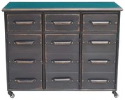 Comoda neagra, din metal, cu 3 sertare si 3 usi, aspect industrial, Lupin