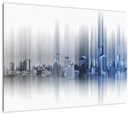Tablou pe sticlă - Panorama orașului, albastru-gri (70x50 cm)
