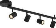 Spot de tavan modern negru cu 4 lumini GU10 50mm, inclusiv iluminare de fundal și întrerupător cu 3 căi - Back Up