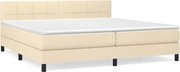 vidaXL Pat box spring cu saltea, crem, 200x200 cm, textil