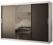 Dulap de haine Riven 2 250 (alb mat + negru mat) (cu oglindă). 1064186