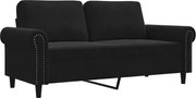 vidaXL Canapea cu 2 locuri, negru, 140 cm, catifea