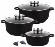 Set 3 oale cu capace 20/24/28 CM 2.3 /4.5/6.8 L Klausberg KB7359, antiaderente, inductie