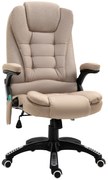 Scaun birou Vinsetto cu 6 puncte de masaj si functie de incalzire si reglabil pe inaltime, bej | Aosom Romania