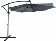 Umbrelă de soare de grădină LED, gri, 3 m, LINDAN