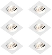 Set 6 becuri Spot modern încastrat alb reglabil - Chuck 70