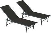 Outsunny Set de 2 șezlonguri șezlong pliabil textilenă transat grădină exterior reglabil 54 x 164 x 84 cm negru | Aosom Romania
