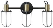 Aplică de perete din metal, cu 3 surse de lumină, finisaj negru antichizat, Factory
