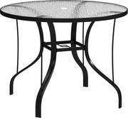 Outsunny Masă Rotundă de Grădină pentru Maxim 4 Persoane cu Gaură pentru Umbrelă, Ø96,5x71 cm, Negru | Aosom Romania