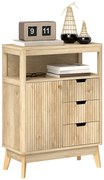 HOMCOM Bufet salon mobilier de depozitare cu dulap cu uși, raft reglabil și raft deschis, 60x30x81cm, lemn natural | Aosom Romania