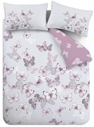Lenjerie de pat roz-gri deschis pentru pat dublu, extinsă 230x220 cm Scatter Butterfly – Catherine Lansfield