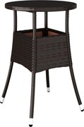 vidaXL Masă de grădină, maro, Ø60x75 cm, sticlă securizată/poliratan
