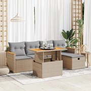 vidaXL Set canapele de grădină cu perne, 6 piese, bej, poliratan
