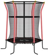 HOMCOM Trambulină Elastică pentru Copii 3-10 Ani cu Intrare cu Fermoar și Țevi Căptușite, Ø163,5x190 cm, Roșu | Aosom Romania