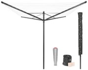 Uscator de rufe pentru exterior Brabantia Lift-O-Matic 1003467, 50 m, Inaltime reglabilă, Baza pentru betonare, Husa, Geanta clesti, Rezistent la coroziune, Negru