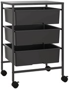 HOMCOM Servitor cu roți, cărucior de depozitare cu roți din oțel cărucior de servire cu 3 niveluri, tavă și 3 coșuri | Aosom Romania