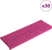 vidaXL Covorașe pentru scări, 30 buc., 65x21x4 cm, roz, cu margini dreptunghiulare