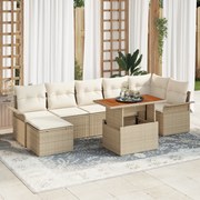vidaXL Set de canapele pentru grădină cu pernă 8 pcs bej și crem