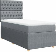 vidaXL Pat box spring cu saltea, gri deschis, 100x200 cm, textil
