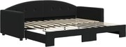 vidaXL Pat de zi cu extensie, negru, 90x200 cm, catifea