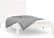 vidaXL Cadru de pat, alb, 90x200 cm, lemn masiv