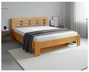 Dublu pat din lemn masiv cu spațiu de depozitare ANGELA 180x200 cm nuc deschis