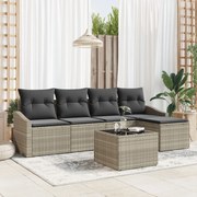vidaXL Set de canapele pentru grădină 6 pcs Gri deschis Rattan poli