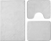 Set covoare baie antiderapante, 3 piese, design minimalist cu acolade