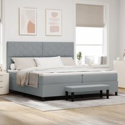 vidaXL Pat cu arcuri cu saltea Gri deschis 200 x 200 cm țesătură