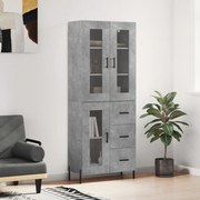 vidaXL Dulap înalt, gri beton, 69,5x34x180, lemn compozit