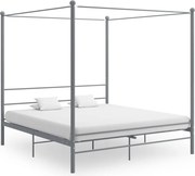 vidaXL Cadru de pat cu baldachin, gri, 200x200 cm, metal