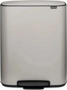 Cos de gunoi Brabantia Bo Pedal 1010450, 2x30 l, Inchidere lina, Baza antiderapanta, Gri deschis